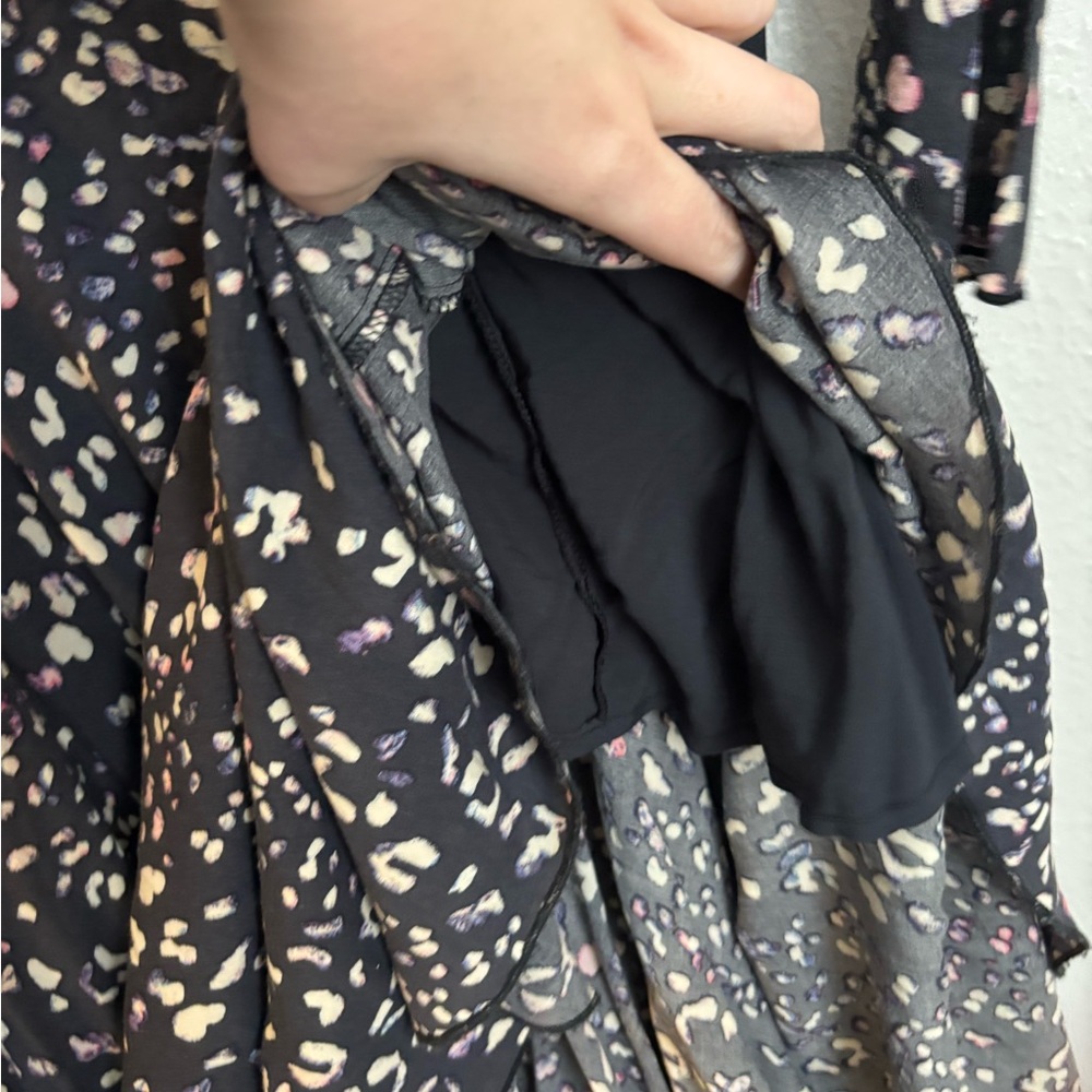 Free People First Kiss Black Animal Print Maxi Dress Gown XS - Picture 12 of 13